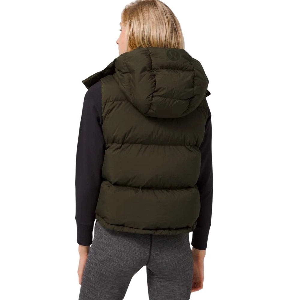LULULEMON WUNDER PUFF GOOSE DOWN CROPPED HOODIE VEST, Women's Size 4 army  green - Picture 2 of 14